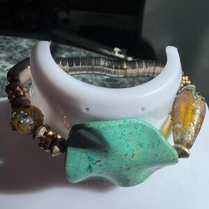 Turquoise Stone and Beaded Women's Bracelet